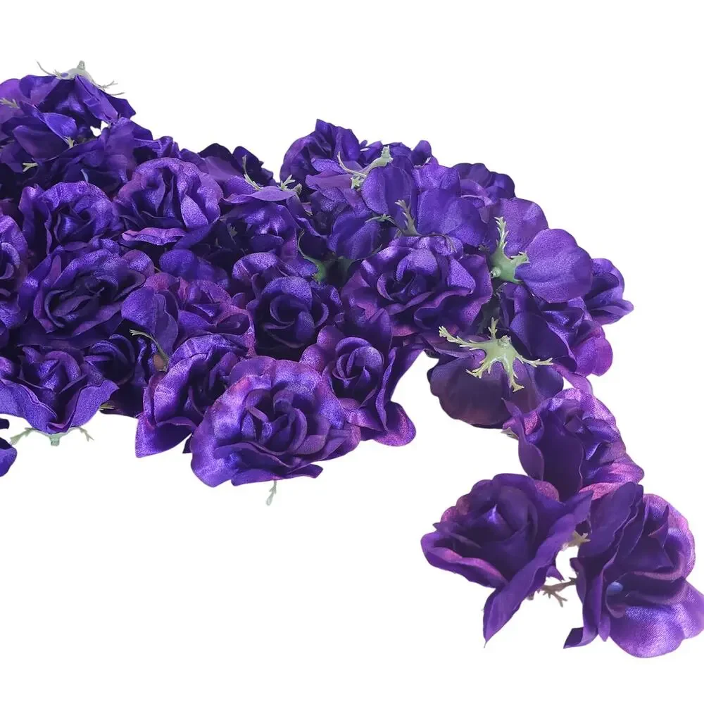 105 Purple Satin Rose Heads Lot Open Roses Buds Stemless Wedding Craft Decor